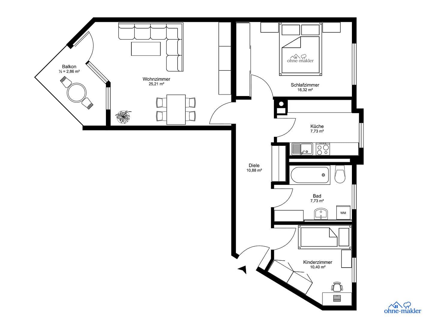 Predaj bytu 3-izbový 82 m², Rosenheim, Bavorsko Predaj bytu 3-izbový 82 m², Rosenheim, Bavorsko