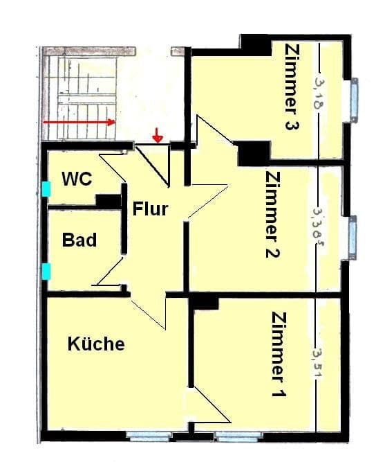 Prenájom bytu 3-izbový 60 m², Bottrop, Severné Porýnie - Westfálsko Prenájom bytu 3-izbový 60 m², Bottrop, Severné Porýnie - Westfálsko