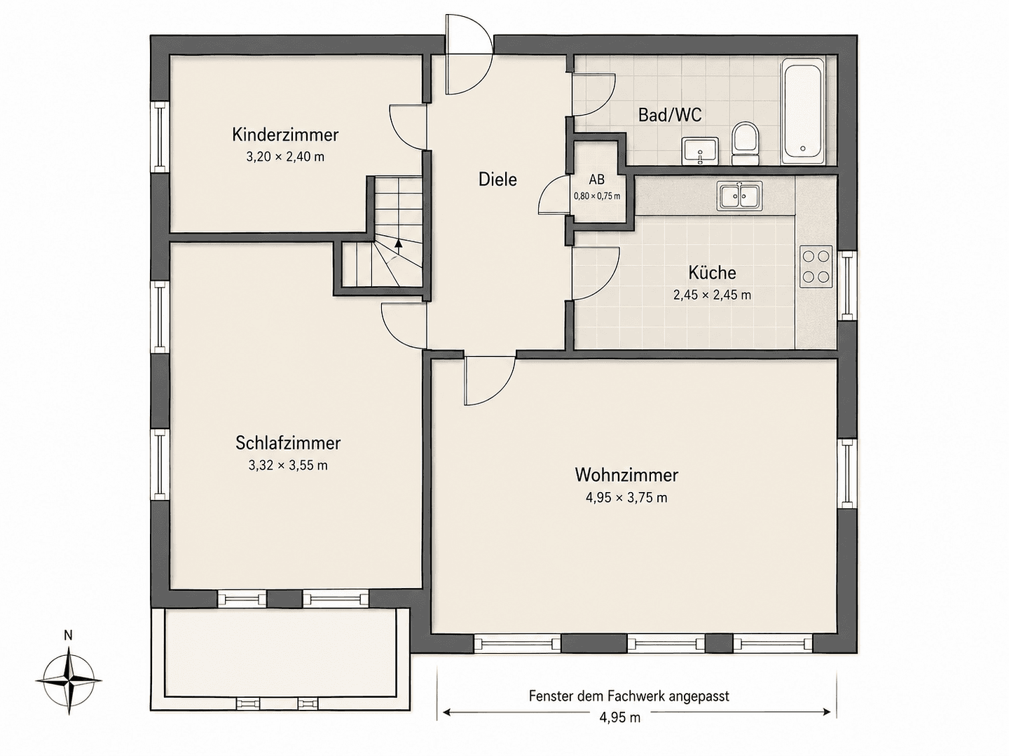 Prenájom bytu 3-izbový 63 m², Papenstraße 48, Lemgo, Severné Porýnie - Westfálsko Prenájom bytu 3-izbový 63 m², Papenstraße 48, Lemgo, Severné Porýnie - Westfálsko