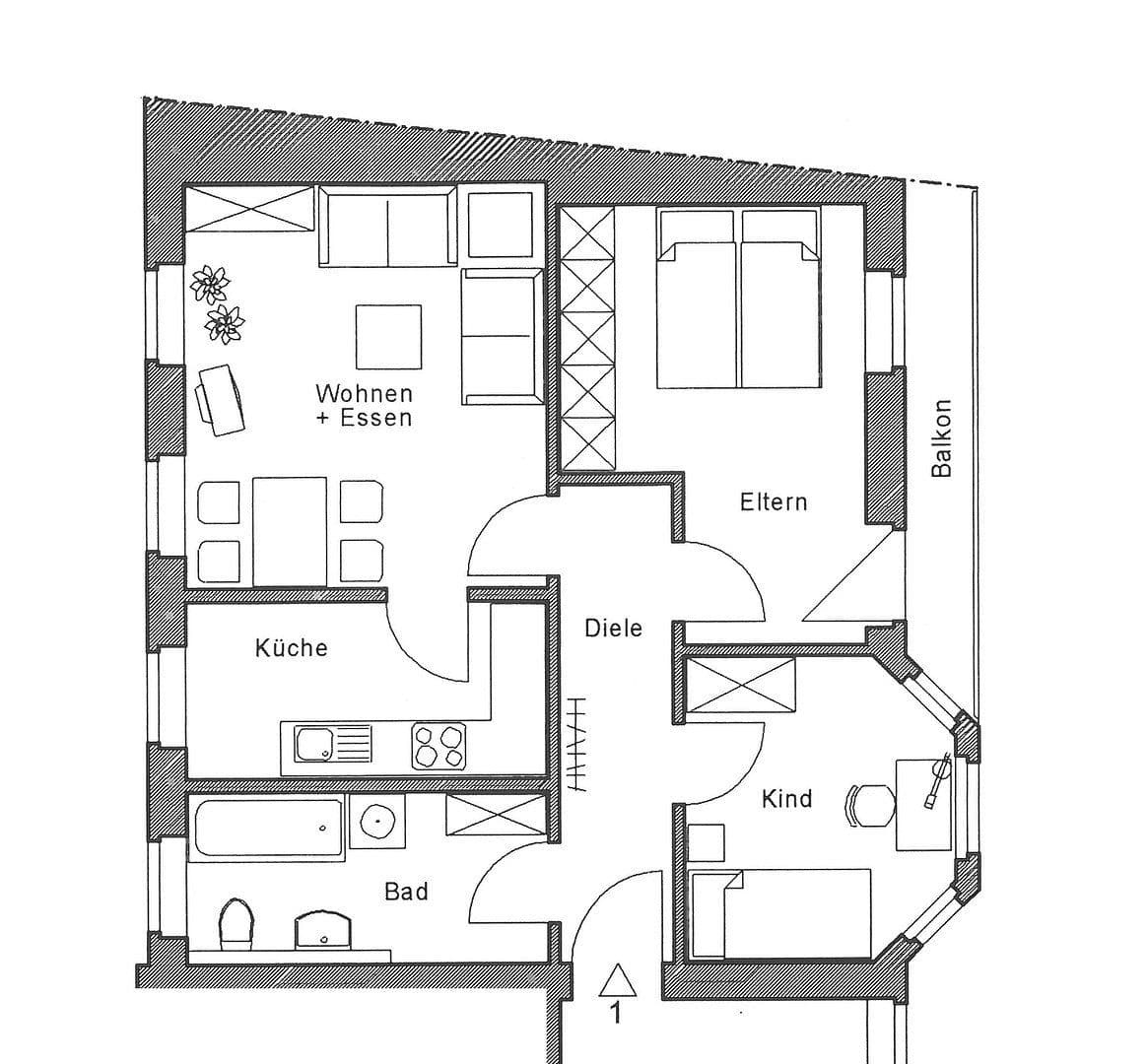 Prenájom bytu 3-izbový 67 m², Bahnhofstrasse 41, Andernach, Porýnie-Falcko Prenájom bytu 3-izbový 67 m², Bahnhofstrasse 41, Andernach, Porýnie-Falcko