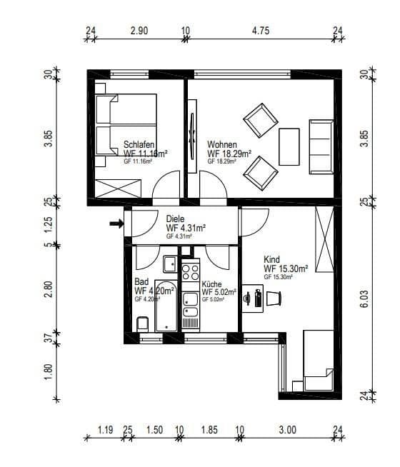 Predaj bytu 3-izbový 58 m², Frankfurt am Main, Hesensko Predaj bytu 3-izbový 58 m², Frankfurt am Main, Hesensko