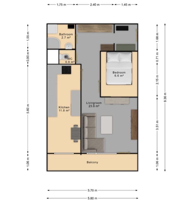 Prenájom bytu 2-izbový 46 m², Neustupného, Praha, Praha Prenájom bytu 2-izbový 46 m², Neustupného, Praha, Praha