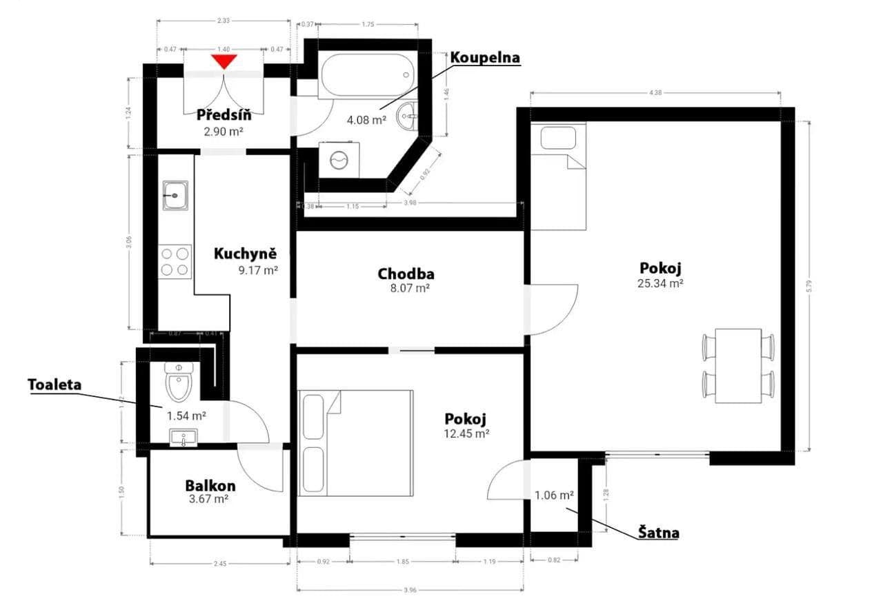 Prenájom bytu 2-izbový 67 m², Ambrožova, Praha, Praha Prenájom bytu 2-izbový 67 m², Ambrožova, Praha, Praha