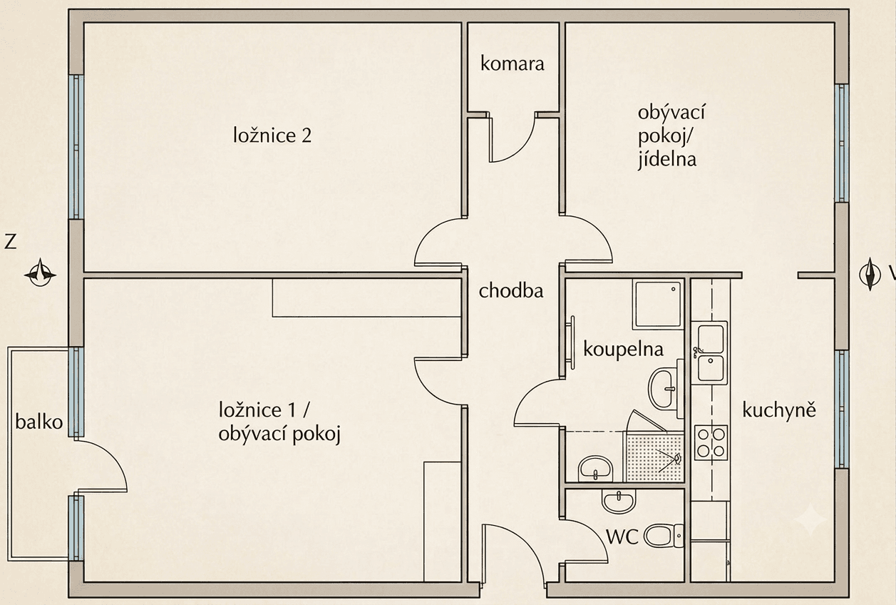 Prenájom bytu 3-izbový 70 m², K Lánu, Praha, Praha Prenájom bytu 3-izbový 70 m², K Lánu, Praha, Praha