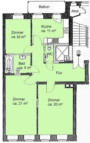 Prenájom bytu 3-izbový 84 m², Reichpietschstraße 7, Leipzig, Sasko Prenájom bytu 3-izbový 84 m², Reichpietschstraße 7, Leipzig, Sasko