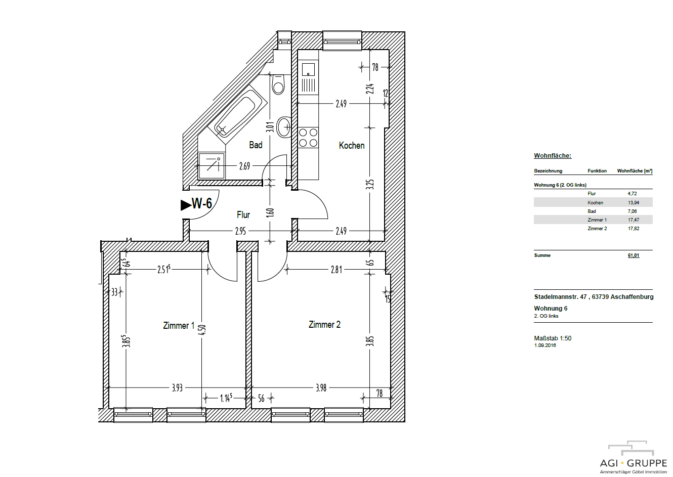 Prenájom bytu 2-izbový 61 m², Stadelmannstraße 47, Bayern - Aschaffenburg, Bavorsko Prenájom bytu 2-izbový 61 m², Stadelmannstraße 47, Bayern - Aschaffenburg, Bavorsko