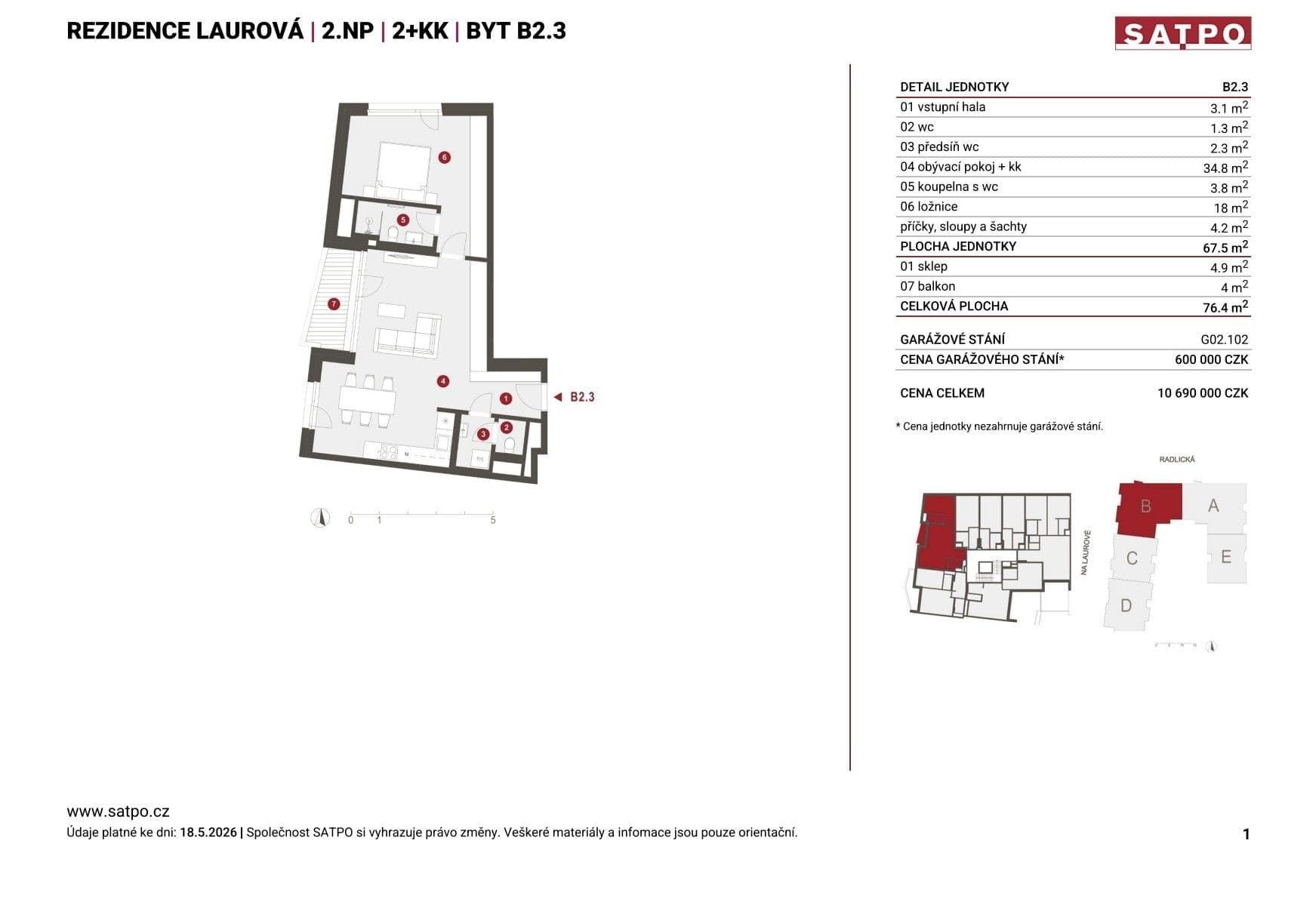 Predaj bytu 2-izbový 77 m², Na Laurové, Praha, Praha Predaj bytu 2-izbový 77 m², Na Laurové, Praha, Praha