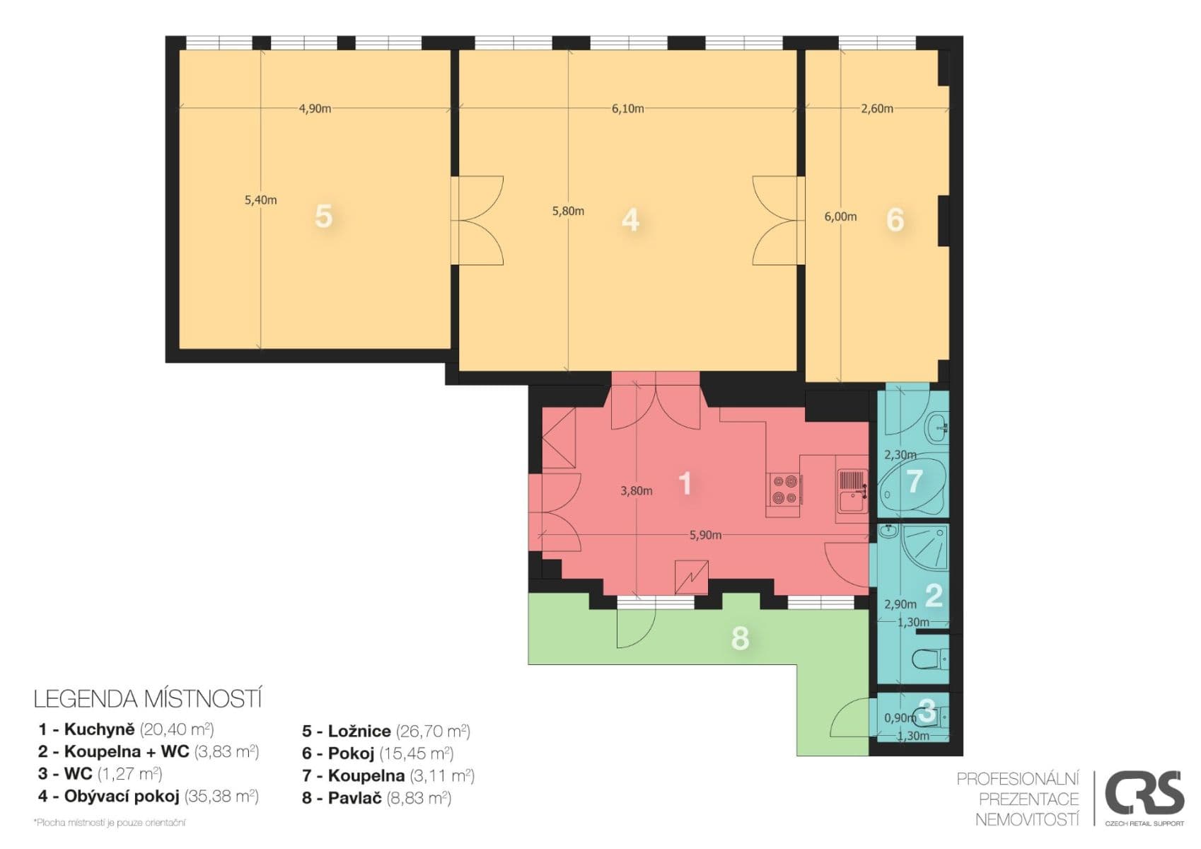 Prenájom bytu 3-izbový 104 m², Tržiště, Praha, Praha Prenájom bytu 3-izbový 104 m², Tržiště, Praha, Praha