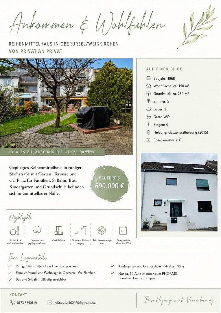 Predaj domu 155 m², pozemok 250 m², Taunusstraße 85a, Oberursel (Taunus), Hesensko Predaj domu 155 m², pozemok 250 m², Taunusstraße 85a, Oberursel (Taunus), Hesensko