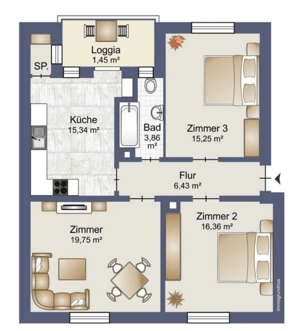 Prenájom bytu 3-izbový 79 m², Ekkehardstraße 51, Singen (Hohentwiel), Bádensko-Wurttembersko Prenájom bytu 3-izbový 79 m², Ekkehardstraße 51, Singen (Hohentwiel), Bádensko-Wurttembersko