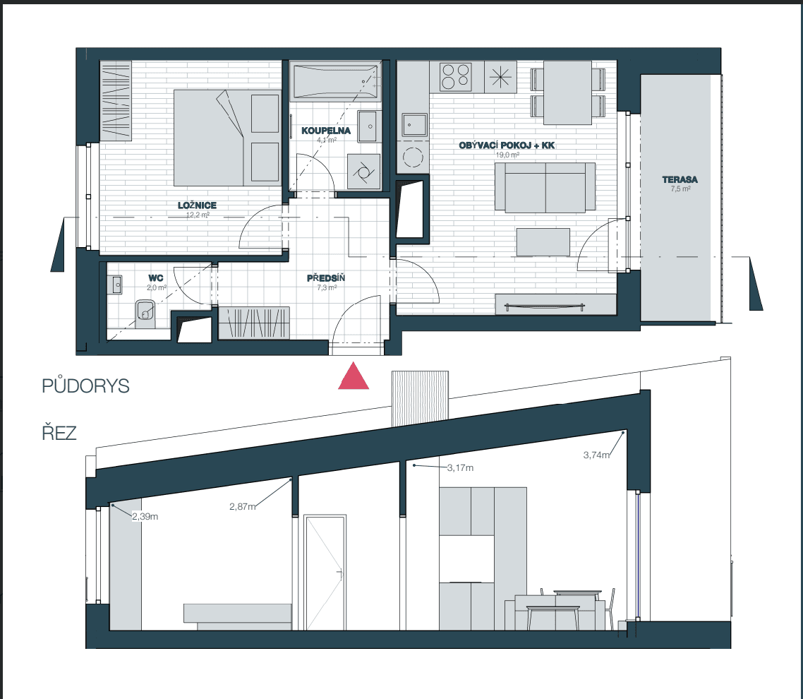 Prenájom bytu 2-izbový 49 m², Červená báň, Praha, Praha Prenájom bytu 2-izbový 49 m², Červená báň, Praha, Praha