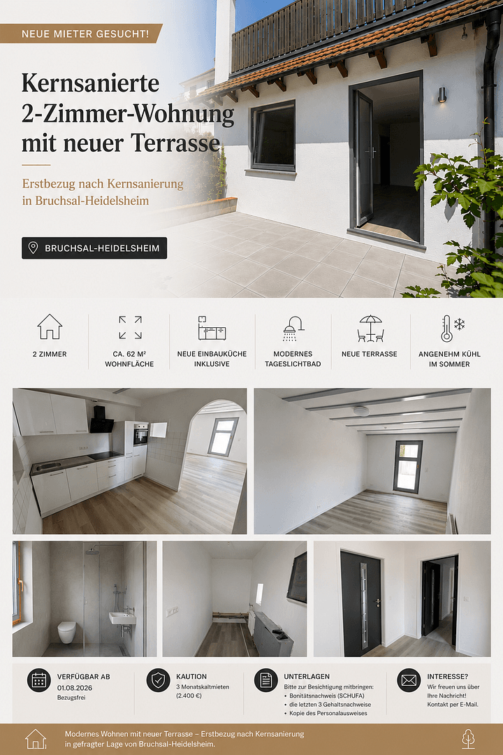 Prenájom bytu 2-izbový 61 m², Bruchsal, Bádensko-Wurttembersko Prenájom bytu 2-izbový 61 m², Bruchsal, Bádensko-Wurttembersko