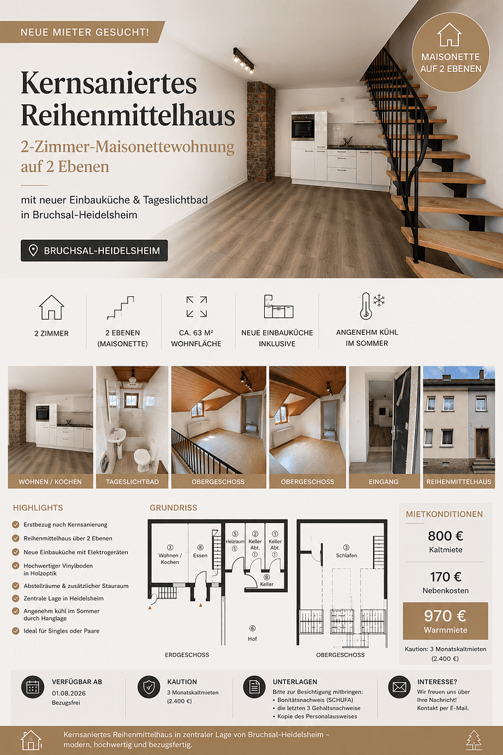 Prenájom bytu 2-izbový 63 m², Bruchsal, Bádensko-Wurttembersko Prenájom bytu 2-izbový 63 m², Bruchsal, Bádensko-Wurttembersko