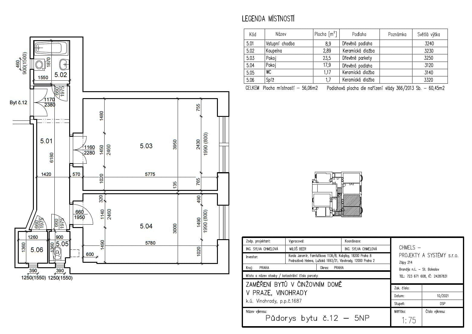 Prenájom bytu 2-izbový 56 m², Lužická, Praha, Praha Prenájom bytu 2-izbový 56 m², Lužická, Praha, Praha