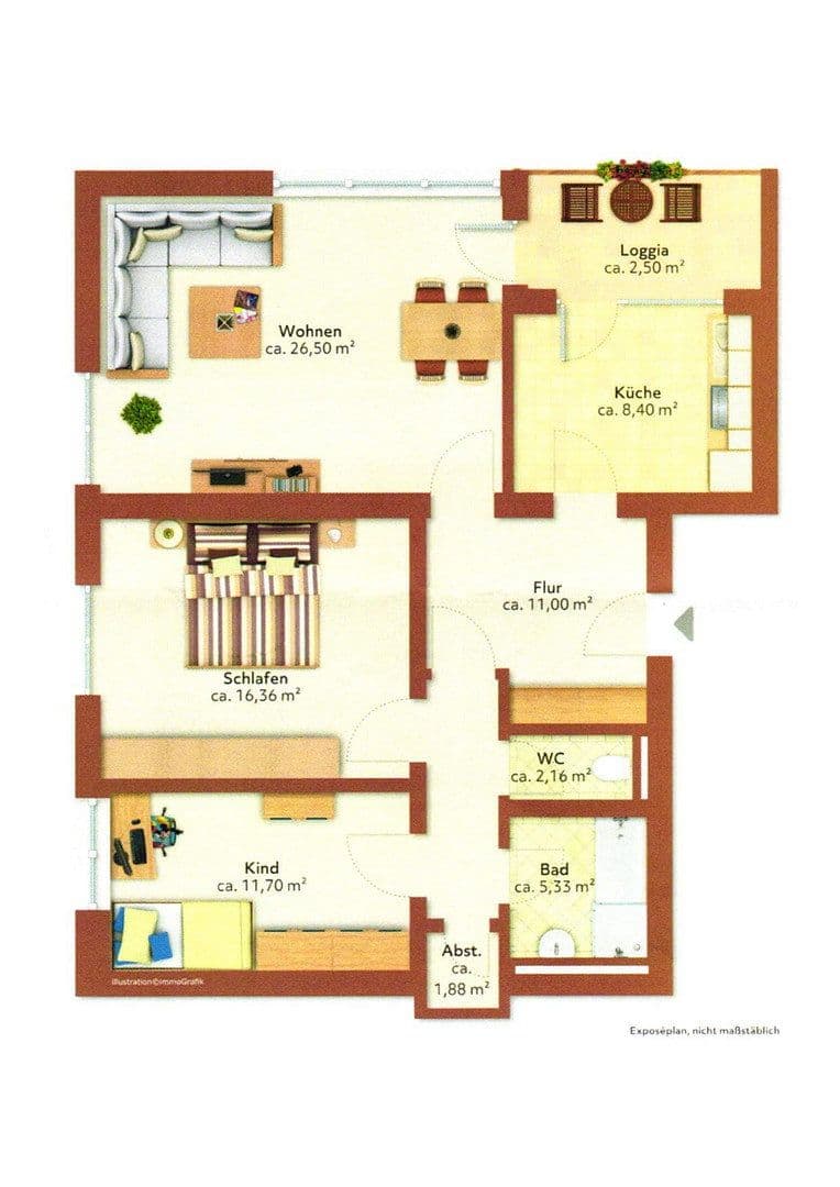 Prenájom bytu 3-izbový 86 m², Dompfaffstraße 136, Erlangen, Bavorsko Prenájom bytu 3-izbový 86 m², Dompfaffstraße 136, Erlangen, Bavorsko