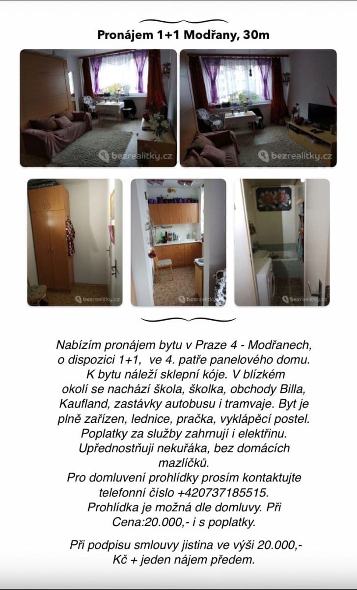 Prenájom bytu 1-izbový 40 m², Plevenská, Praha, Praha Prenájom bytu 1-izbový 40 m², Plevenská, Praha, Praha