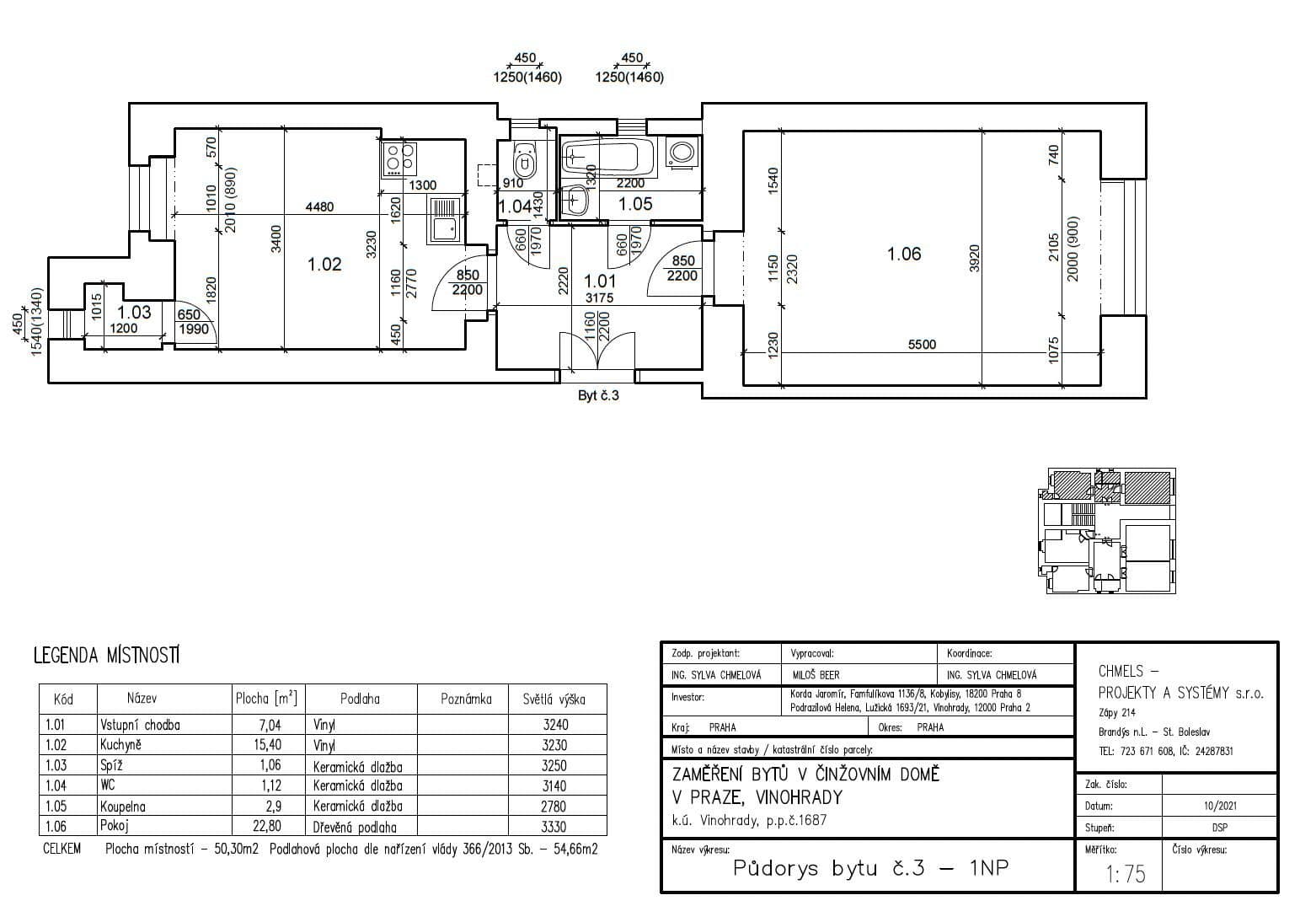 Prenájom bytu 2-izbový 50 m², Lužická, Praha, Praha Prenájom bytu 2-izbový 50 m², Lužická, Praha, Praha