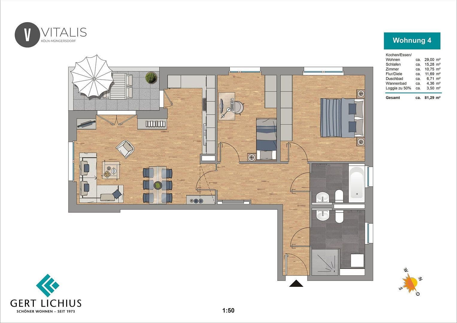 Predaj bytu 3-izbový 82 m², Vitalisstraße 361a, Köln, Severné Porýnie - Westfálsko Predaj bytu 3-izbový 82 m², Vitalisstraße 361a, Köln, Severné Porýnie - Westfálsko