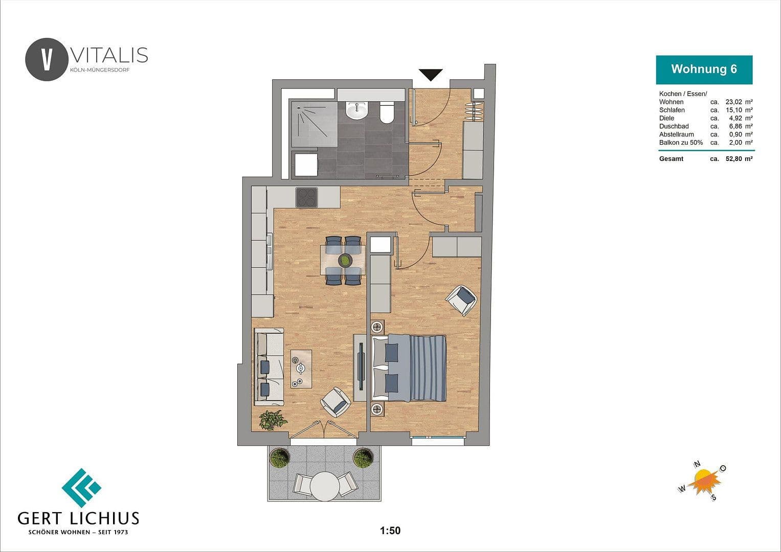 Predaj bytu 2-izbový 53 m², Vitalisstraße 361a, Köln, Severné Porýnie - Westfálsko Predaj bytu 2-izbový 53 m², Vitalisstraße 361a, Köln, Severné Porýnie - Westfálsko