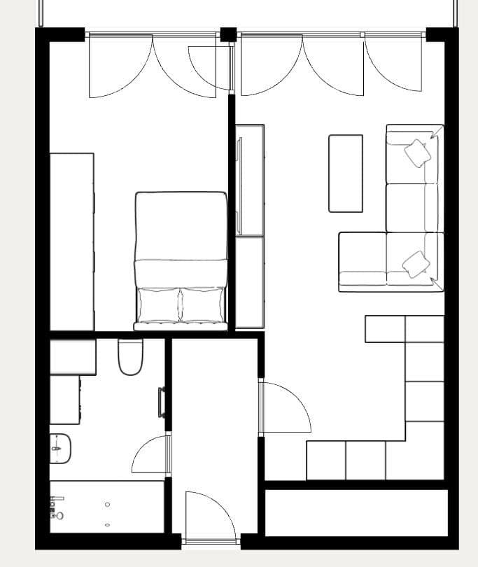 Prenájom bytu 2-izbový 42 m², Hlučkova, Praha, Praha Prenájom bytu 2-izbový 42 m², Hlučkova, Praha, Praha