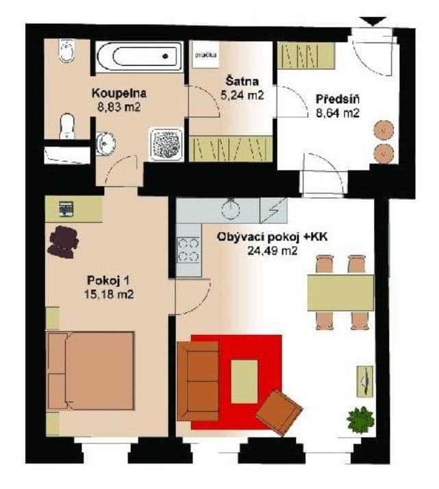 Prenájom bytu 2-izbový 62 m², Thámova, Praha, Praha Prenájom bytu 2-izbový 62 m², Thámova, Praha, Praha