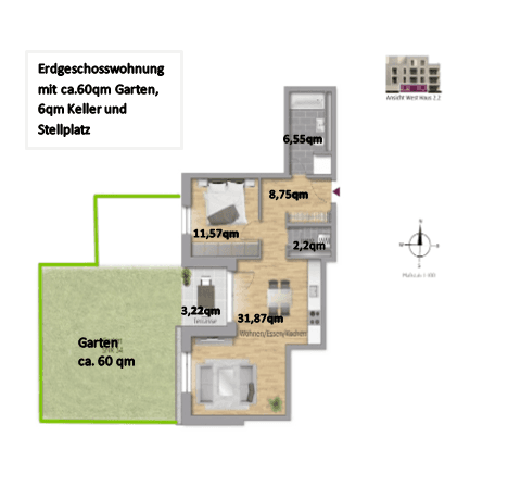 Prenájom bytu 2-izbový 65 m², Herbert-Belser-Ring 8,, Maintal, Hesensko Prenájom bytu 2-izbový 65 m², Herbert-Belser-Ring 8,, Maintal, Hesensko