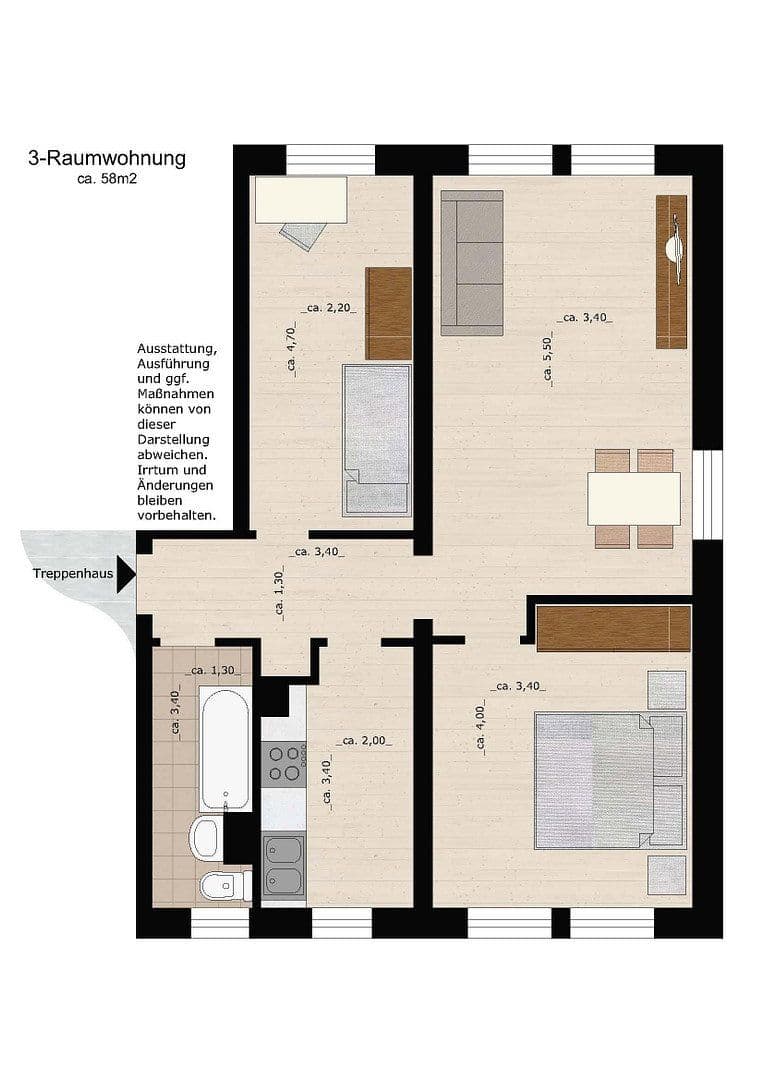 Prenájom bytu 3-izbový 58 m², Askanische Straße 106, Dessau-Roßlau, Sasko-Anhaltsko Prenájom bytu 3-izbový 58 m², Askanische Straße 106, Dessau-Roßlau, Sasko-Anhaltsko