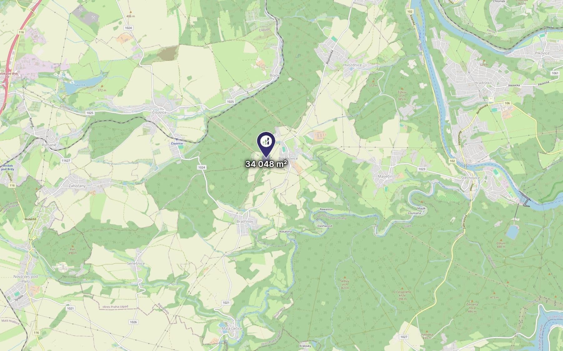 Predaj pozemku 34.048 m², Bojanovice, Středočeský kraj Predaj pozemku 34.048 m², Bojanovice, Středočeský kraj