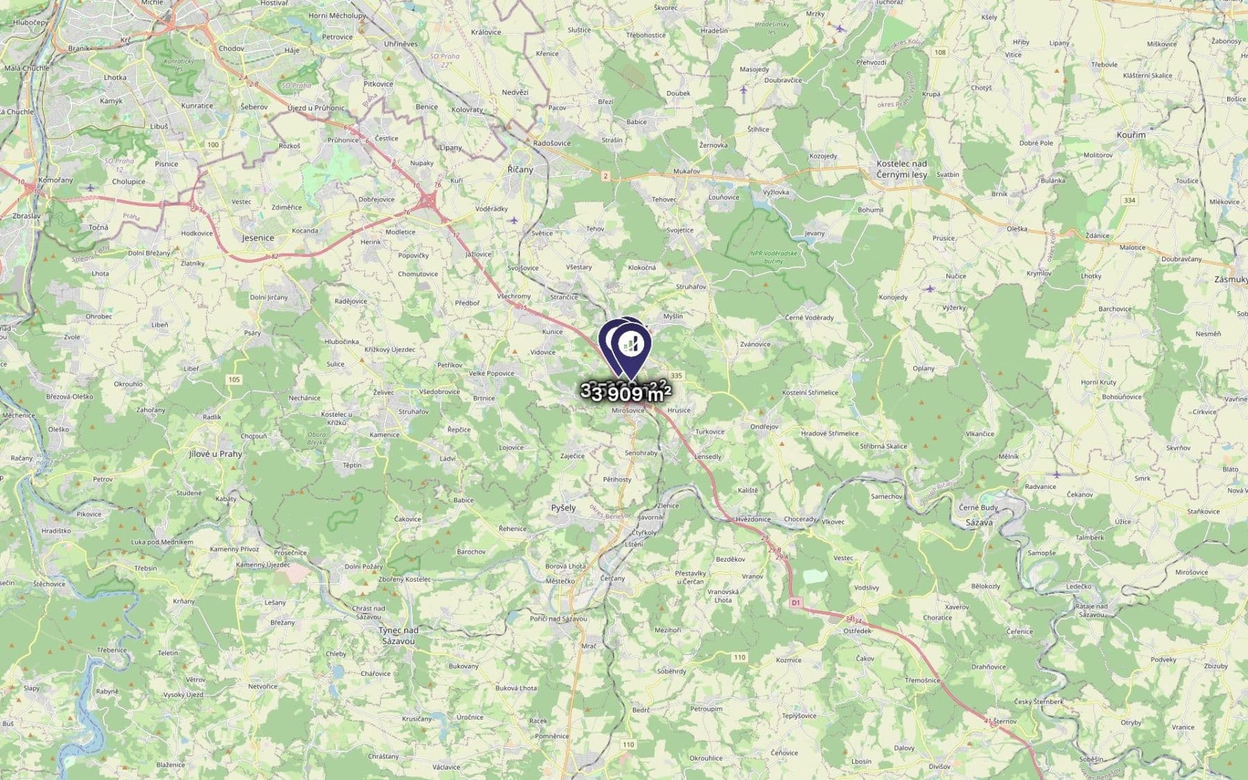 Predaj pozemku 11.052 m², Mirošovice, Středočeský kraj Predaj pozemku 11.052 m², Mirošovice, Středočeský kraj