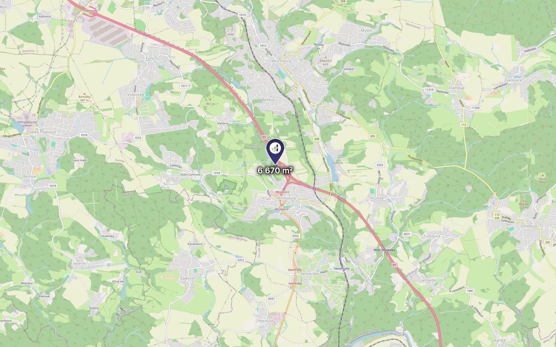 Predaj pozemku 6.670 m², Mirošovice, Středočeský kraj Predaj pozemku 6.670 m², Mirošovice, Středočeský kraj