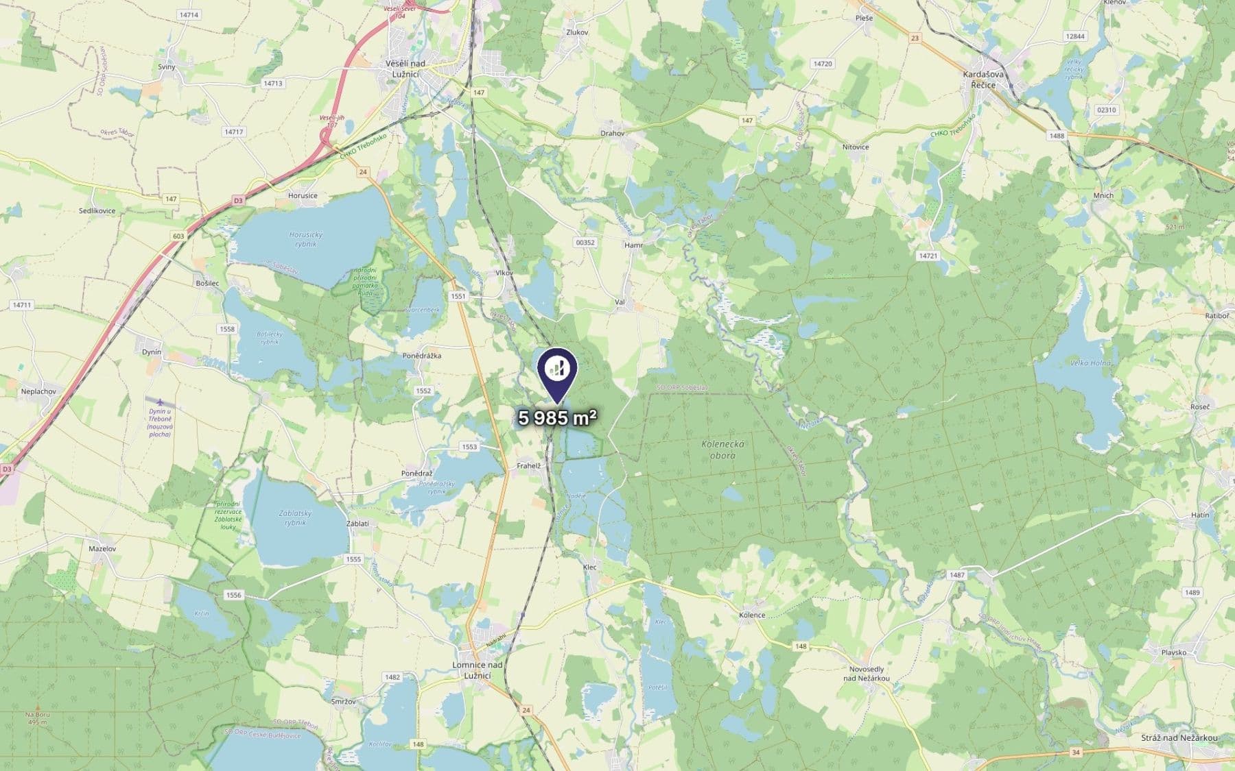 Predaj pozemku 5.985 m², Val, Jihočeský kraj Predaj pozemku 5.985 m², Val, Jihočeský kraj