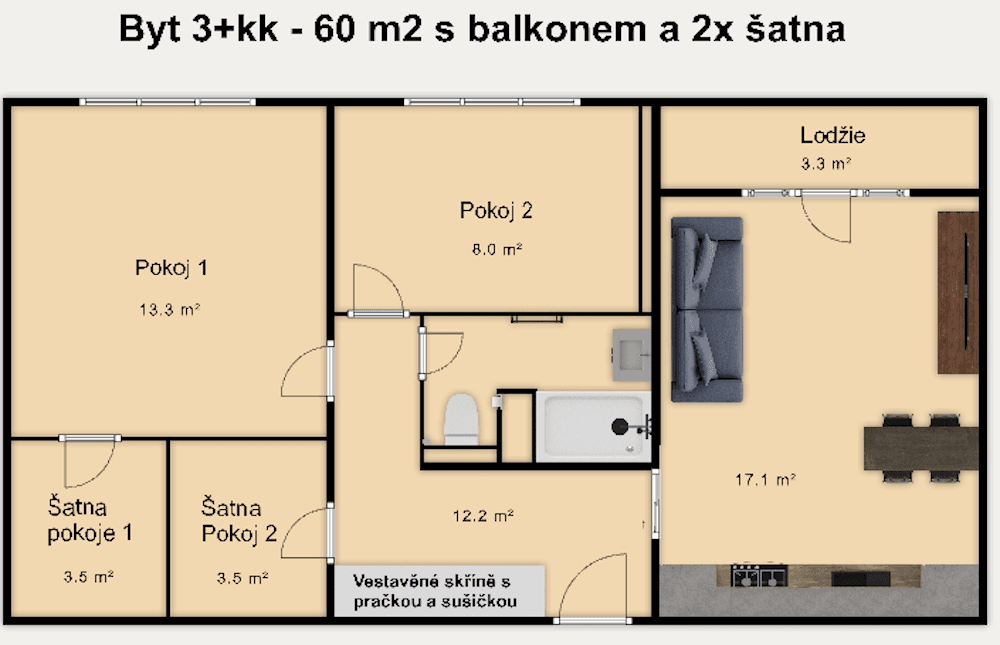Predaj bytu 3-izbový 60 m², Partyzánská, Plzeň, Plzeňský kraj Predaj bytu 3-izbový 60 m², Partyzánská, Plzeň, Plzeňský kraj