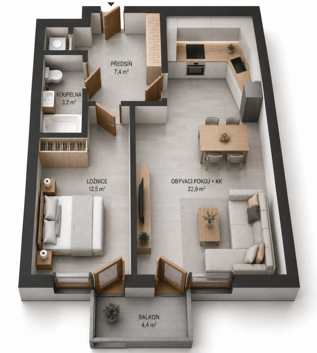 Prenájom bytu 2-izbový 50 m², Komárkova, Praha, Praha Prenájom bytu 2-izbový 50 m², Komárkova, Praha, Praha