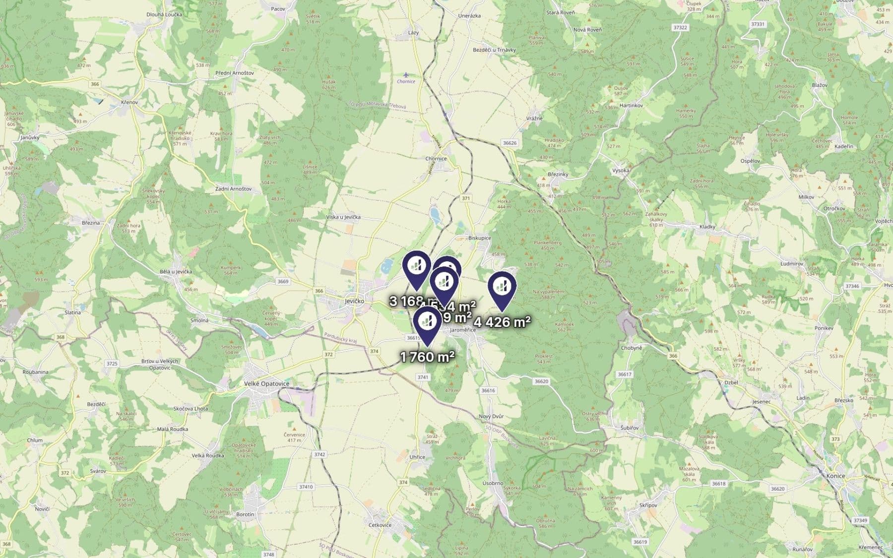 Predaj pozemku 15.527 m², Jaroměřice, Pardubický kraj Predaj pozemku 15.527 m², Jaroměřice, Pardubický kraj