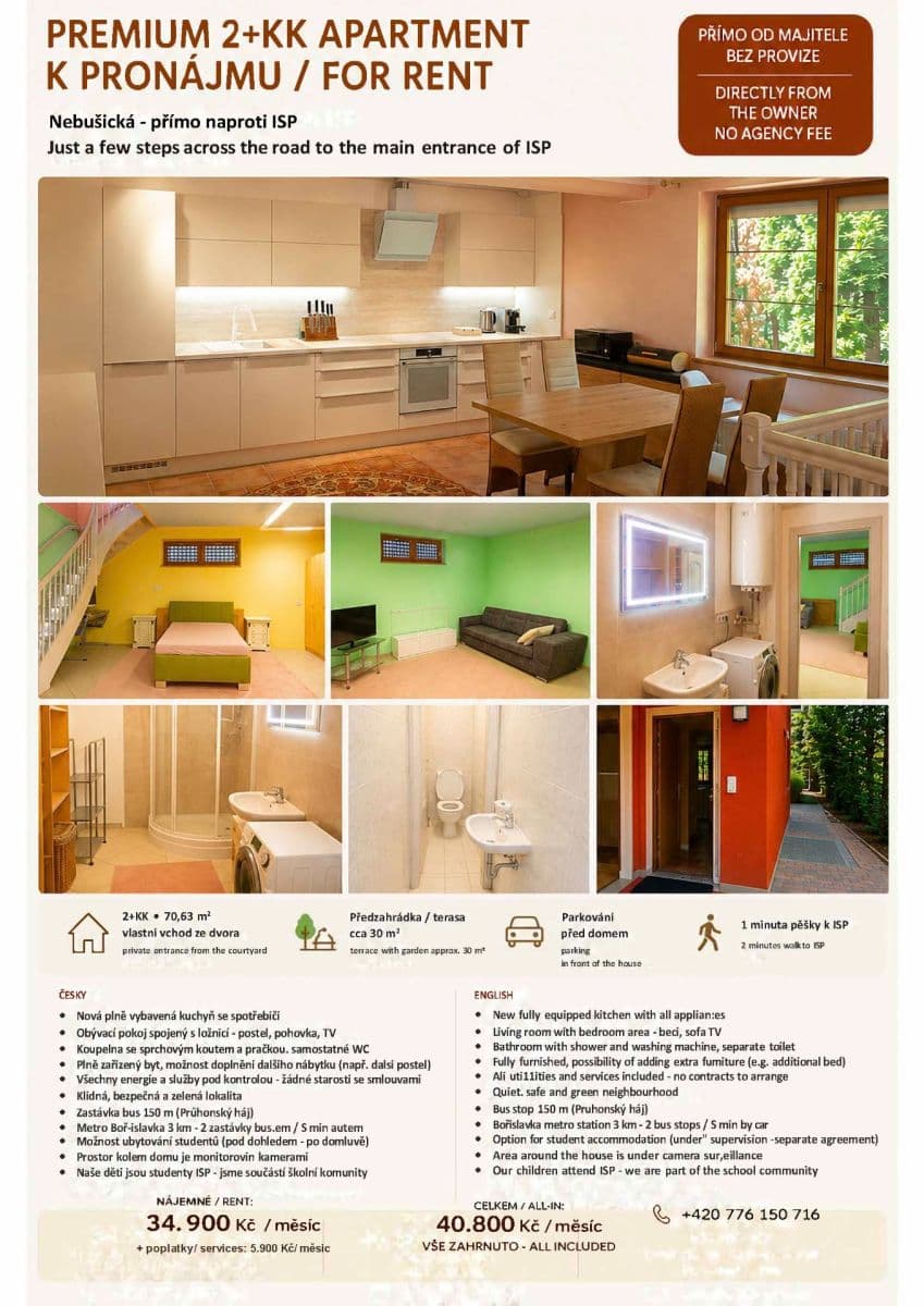 Prenájom bytu 2-izbový 70 m², Nebušická, Praha, Praha Prenájom bytu 2-izbový 70 m², Nebušická, Praha, Praha