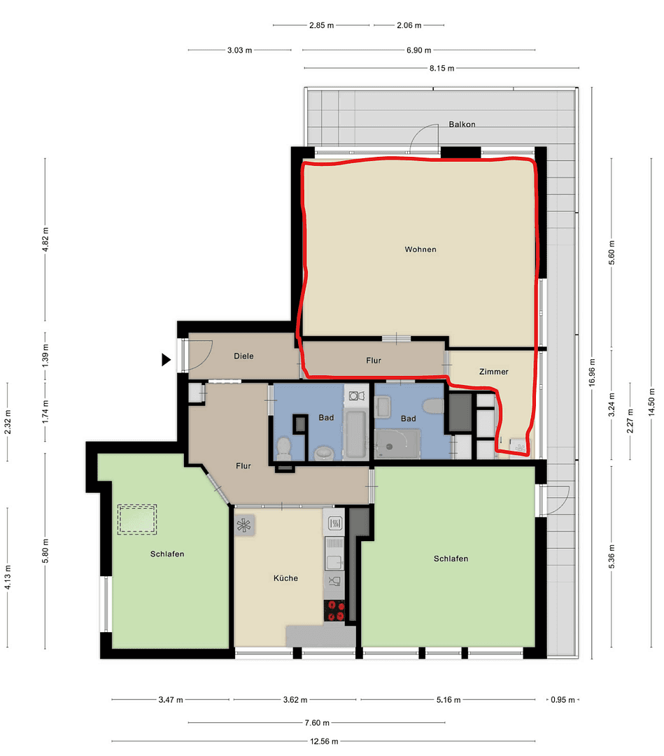 Prenájom bytu 2-izbový 80 m², Hofkamp 140, Wuppertal, Severné Porýnie - Westfálsko Prenájom bytu 2-izbový 80 m², Hofkamp 140, Wuppertal, Severné Porýnie - Westfálsko