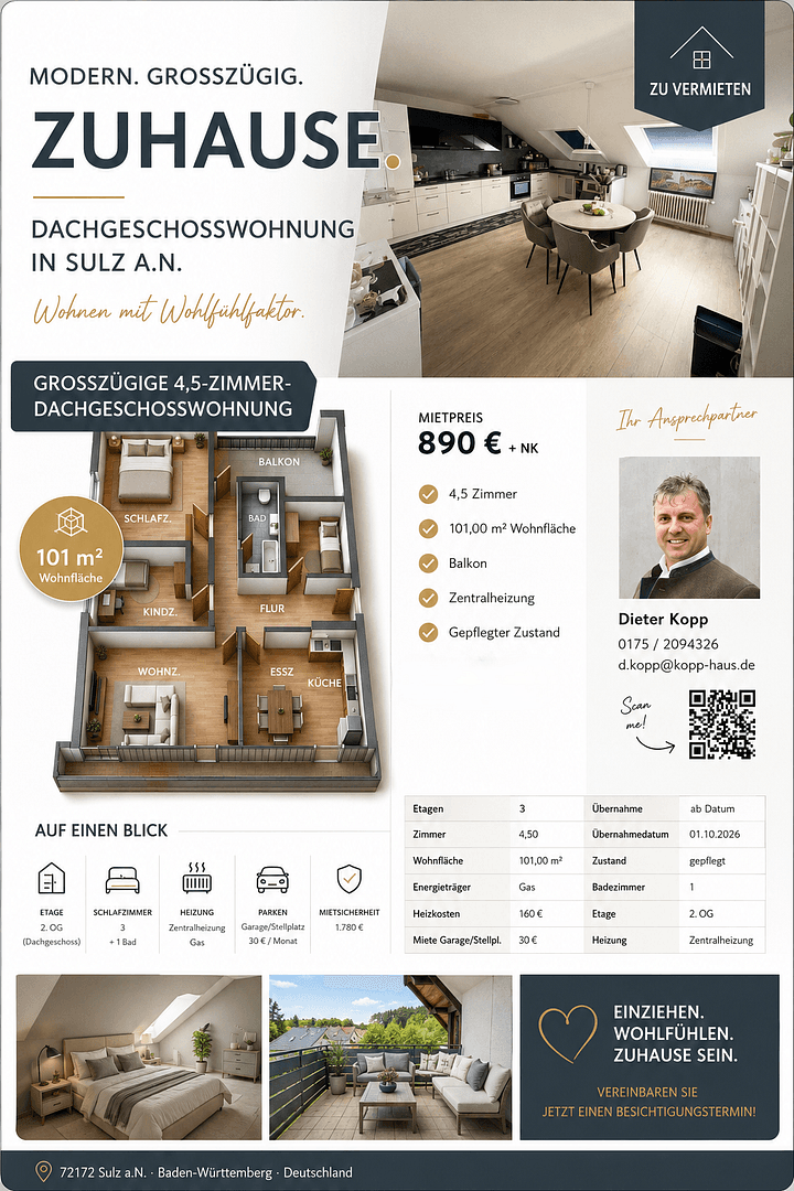 Prenájom bytu 4-izbový 101 m², Sulz am Neckar, Bádensko-Wurttembersko Prenájom bytu 4-izbový 101 m², Sulz am Neckar, Bádensko-Wurttembersko