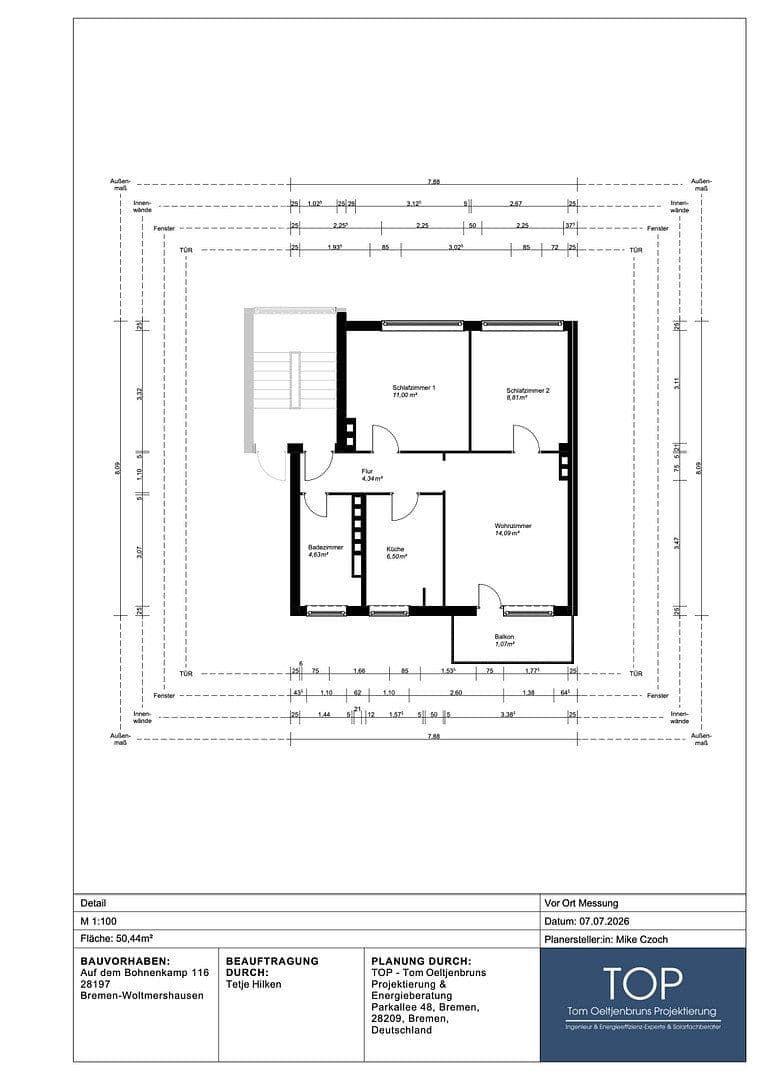 Prenájom bytu 3-izbový 51 m², Auf dem Bohnenkamp 116, Bremen, Brémy Prenájom bytu 3-izbový 51 m², Auf dem Bohnenkamp 116, Bremen, Brémy