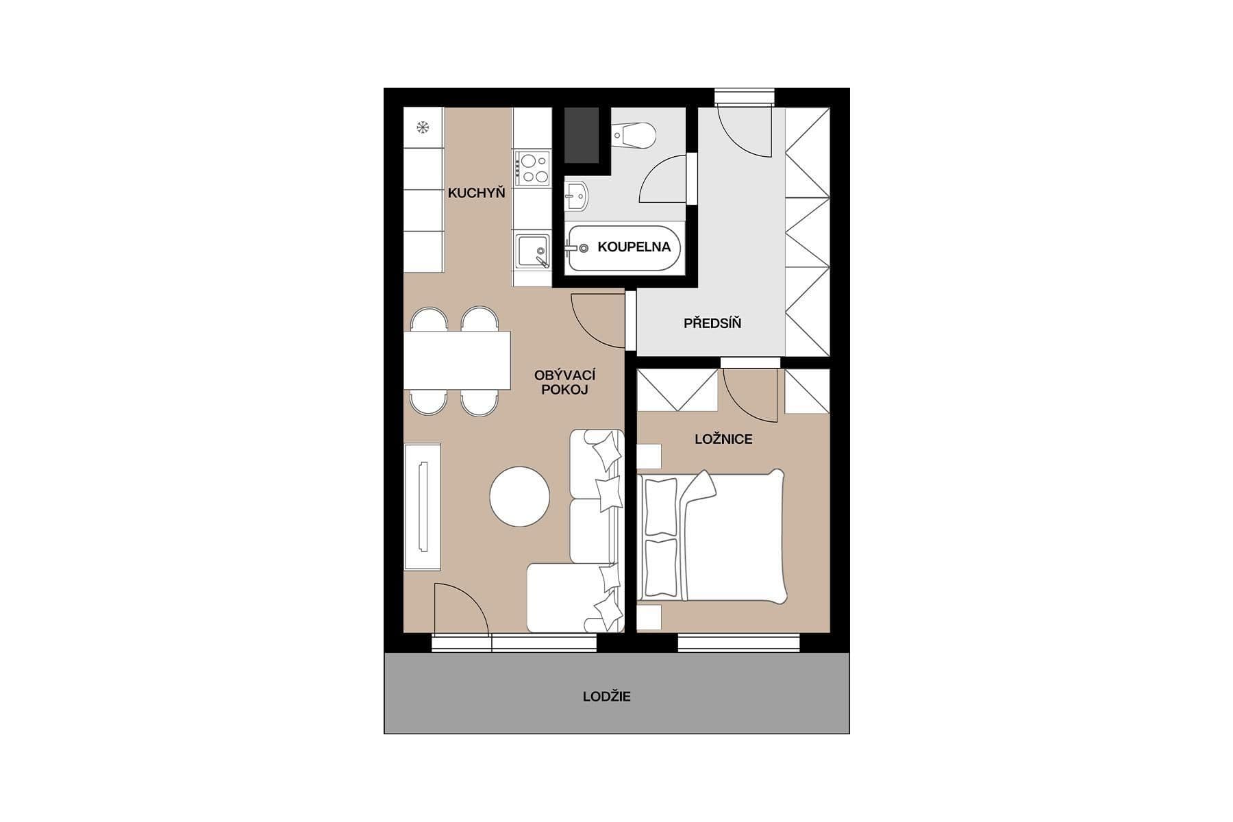 Predaj bytu 2-izbový 46 m², Zárybská, Praha, Praha Predaj bytu 2-izbový 46 m², Zárybská, Praha, Praha