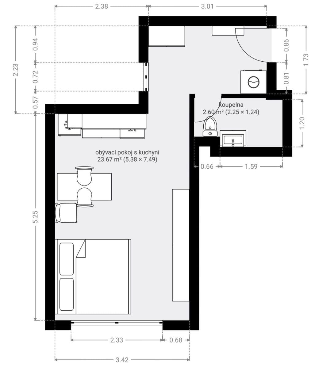 Prenájom bytu 1-izbový 27 m², Antala Staška, Praha, Praha Prenájom bytu 1-izbový 27 m², Antala Staška, Praha, Praha