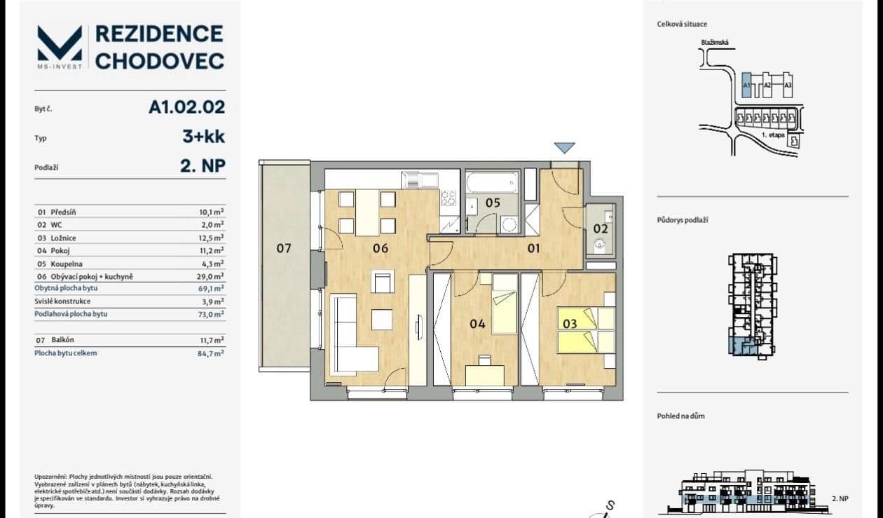 Prenájom bytu 3-izbový 73 m², Blažimská, Praha, Praha Prenájom bytu 3-izbový 73 m², Blažimská, Praha, Praha
