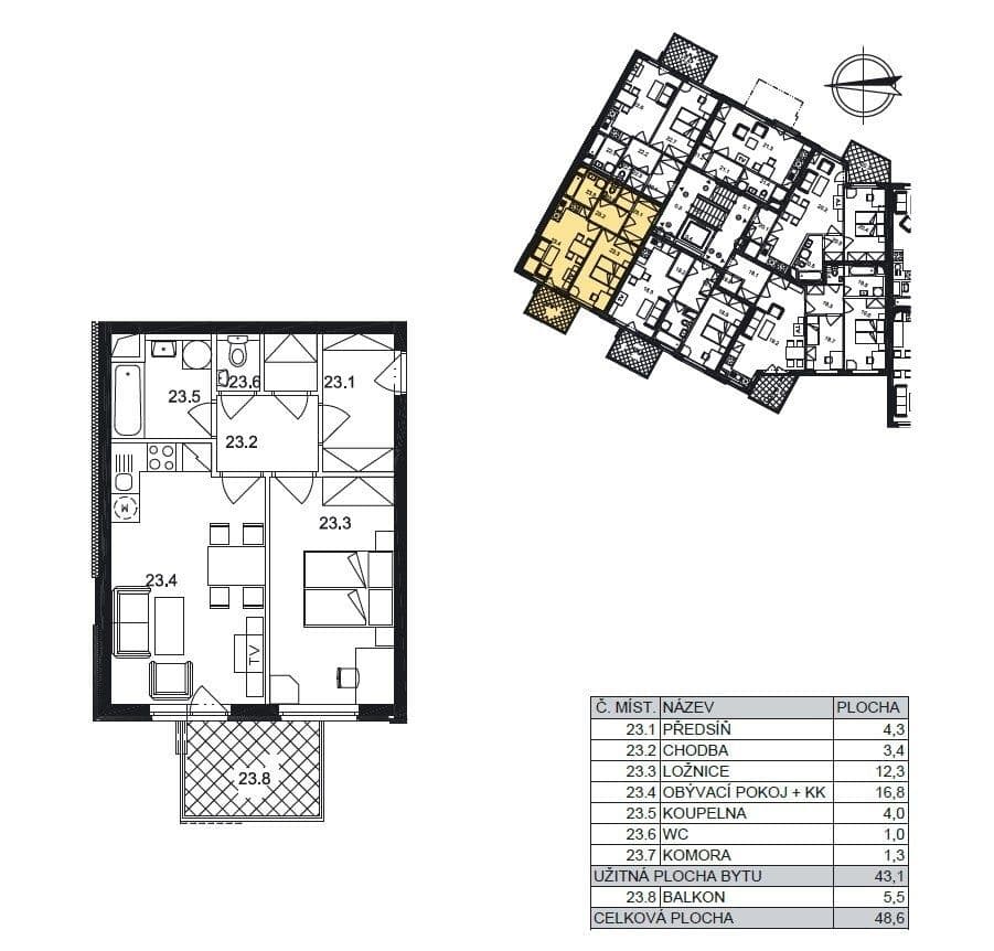 Prenájom bytu 2-izbový 43 m², Vladycká, Praha, Praha Prenájom bytu 2-izbový 43 m², Vladycká, Praha, Praha