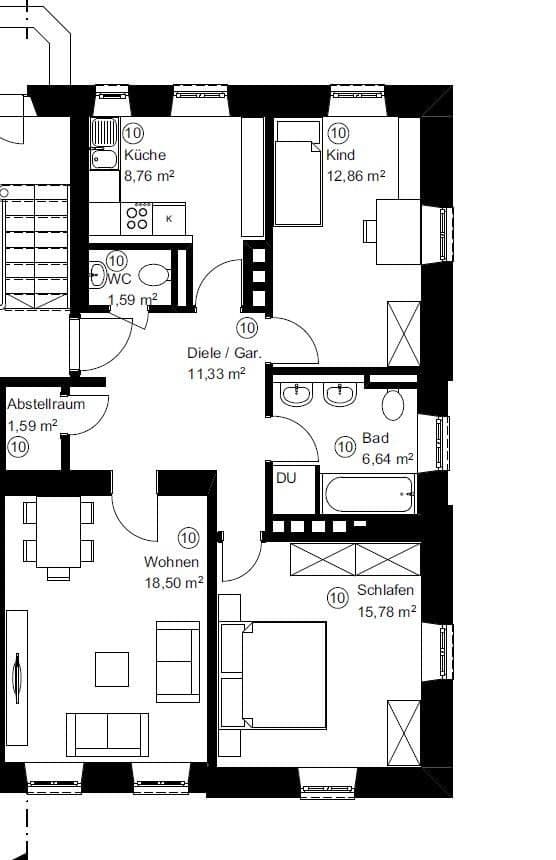 Prenájom bytu 3-izbový 77 m², Vogelmauer 45, Augsburg, Bavorsko Prenájom bytu 3-izbový 77 m², Vogelmauer 45, Augsburg, Bavorsko