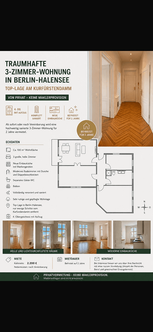 Prenájom bytu 3-izbový 99 m², Berlin, Berlín Prenájom bytu 3-izbový 99 m², Berlin, Berlín