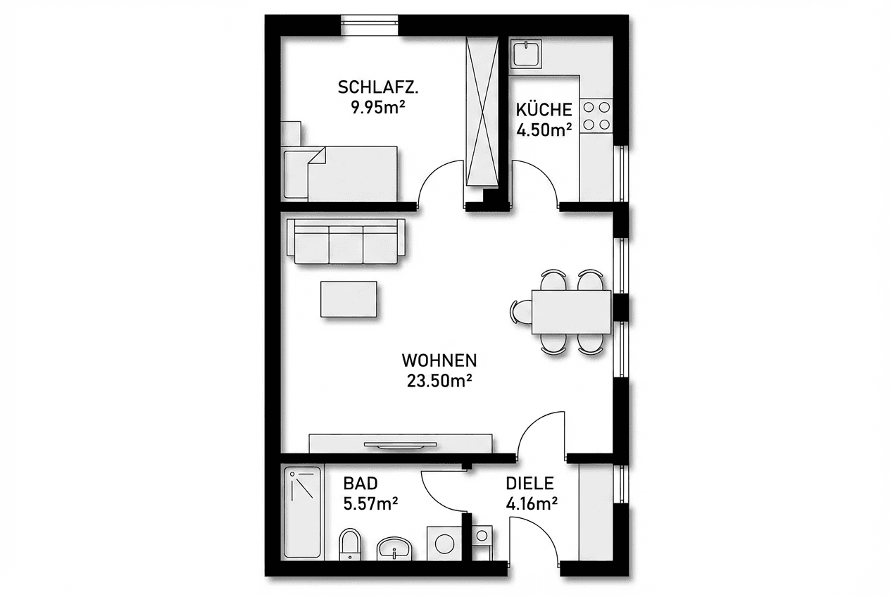 Prenájom bytu 2-izbový 47 m², Forchheim, Bavorsko Prenájom bytu 2-izbový 47 m², Forchheim, Bavorsko