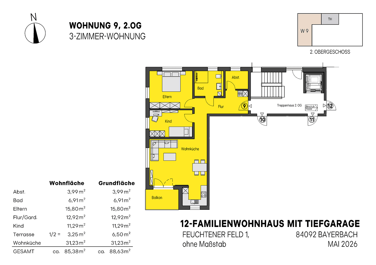 Predaj bytu 3-izbový 86 m², Feuchtener Feld 1, Bayerbach bei Ergoldsbach, Bavorsko Predaj bytu 3-izbový 86 m², Feuchtener Feld 1, Bayerbach bei Ergoldsbach, Bavorsko