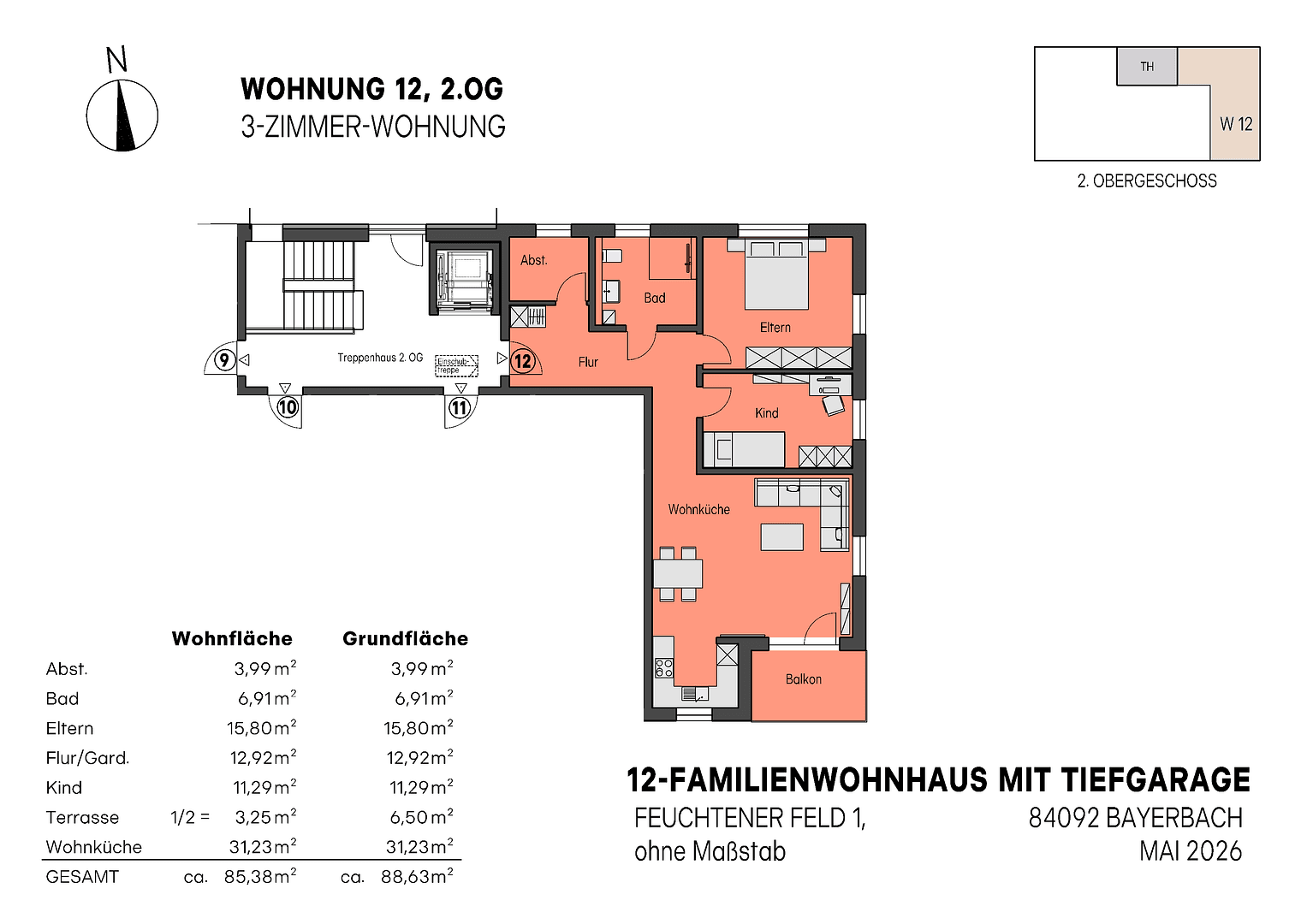 Predaj bytu 3-izbový 86 m², Feuchtener Feld 1, Bayerbach bei Ergoldsbach, Bavorsko Predaj bytu 3-izbový 86 m², Feuchtener Feld 1, Bayerbach bei Ergoldsbach, Bavorsko