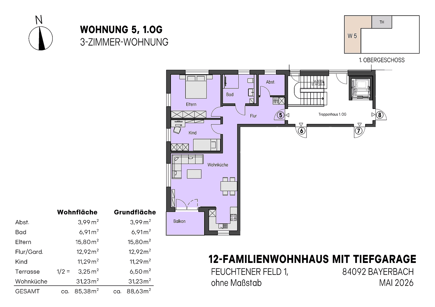 Predaj bytu 2-izbový 60 m², Feuchtener Feld 1, Bayerbach bei Ergoldsbach, Bavorsko Predaj bytu 2-izbový 60 m², Feuchtener Feld 1, Bayerbach bei Ergoldsbach, Bavorsko