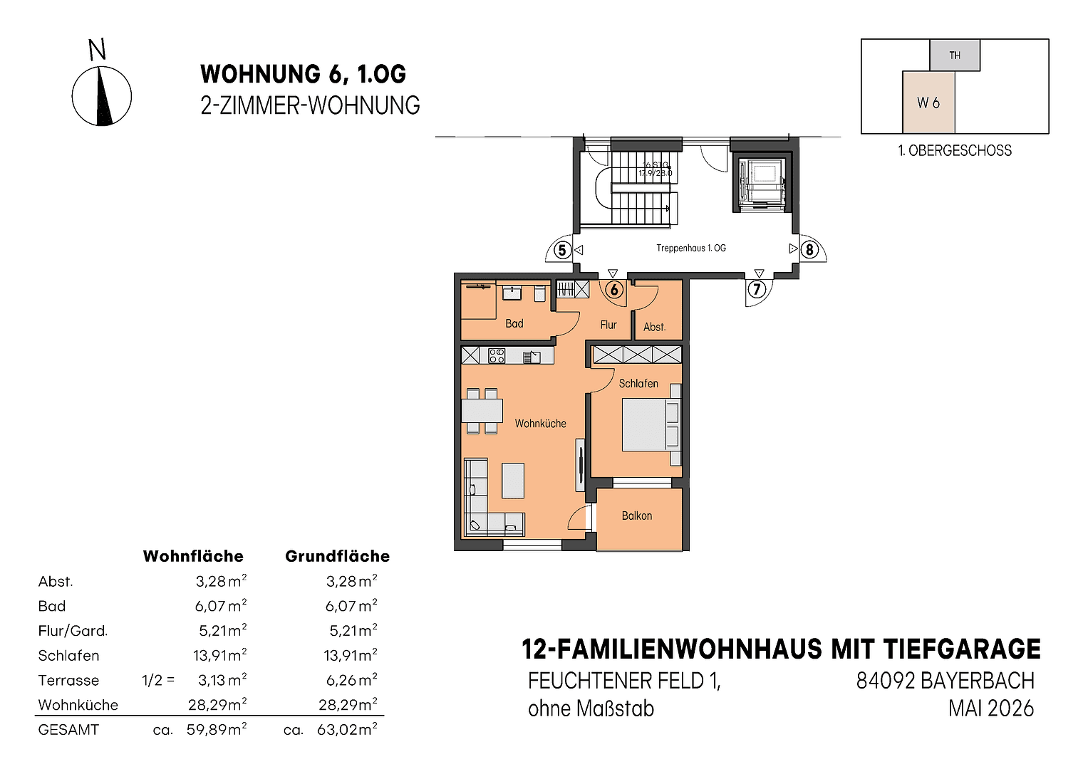 Predaj bytu 2-izbový 60 m², Feuchtener Feld 1, Bayerbach bei Ergoldsbach, Bavorsko Predaj bytu 2-izbový 60 m², Feuchtener Feld 1, Bayerbach bei Ergoldsbach, Bavorsko