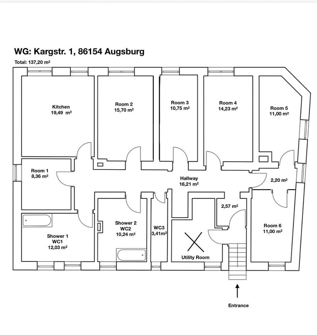 Prenájom bytu 16 m², Kargstr. 1, Augsburg, Bavorsko Prenájom bytu 16 m², Kargstr. 1, Augsburg, Bavorsko